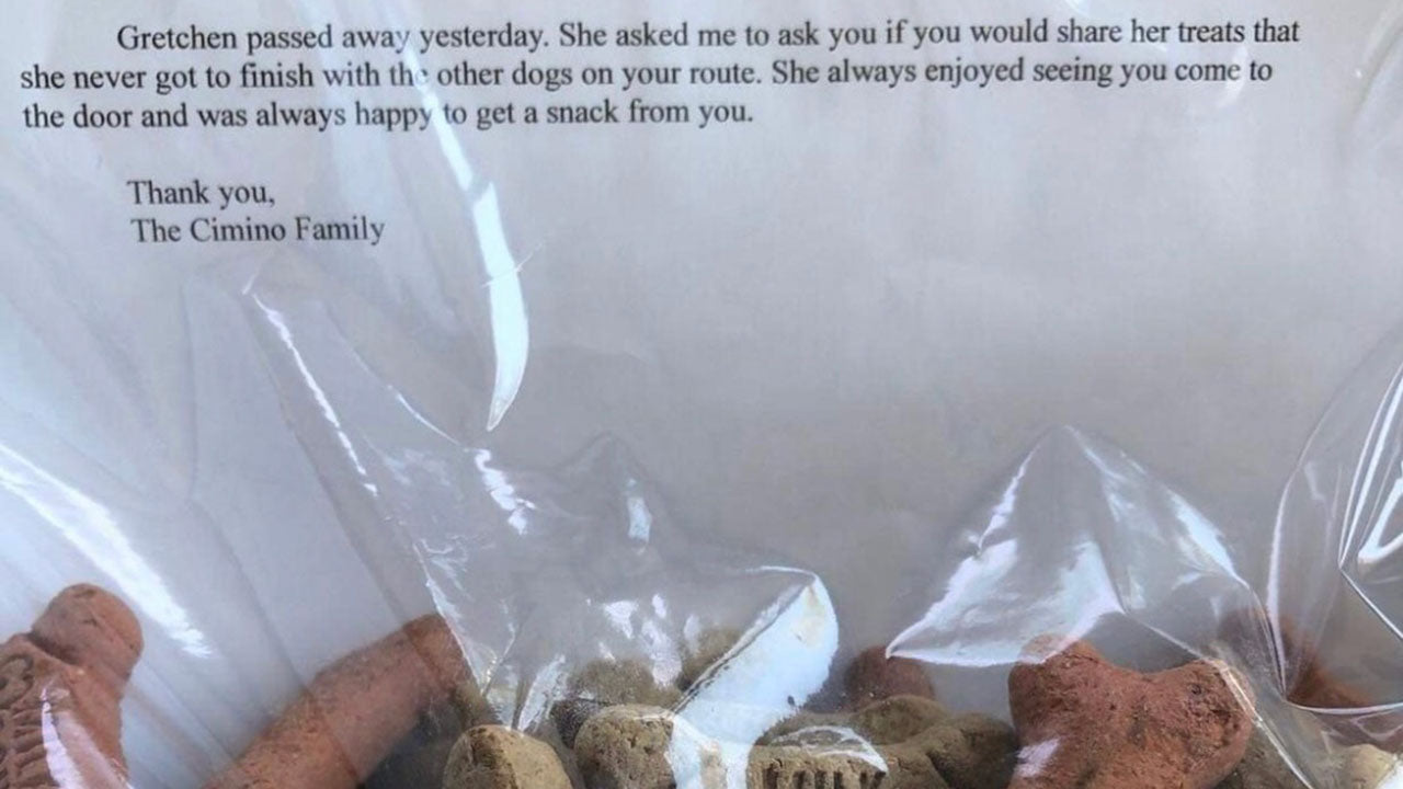 When this dog passed away, she had one final wish for her postman